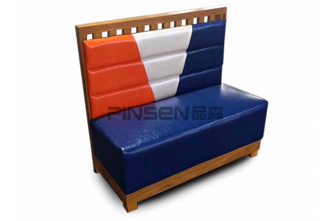 實木皮革軟包卡座沙發(fā)