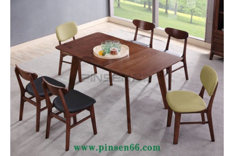 現(xiàn)代北歐軟墊實木餐桌椅組合-北歐餐桌椅定制廠家