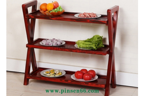 實(shí)木中式魚尾形餐廳菜架