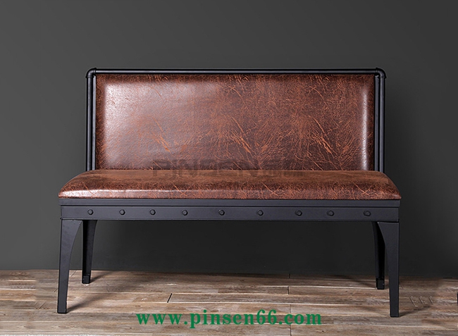 美式工業(yè)風鐵藝酒吧雙人沙發(fā)椅咖啡廳餐卡座