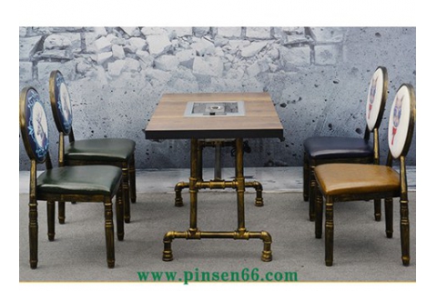 個性燒烤餐桌椅 復(fù)古工業(yè)風(fēng)火鍋店餐桌椅